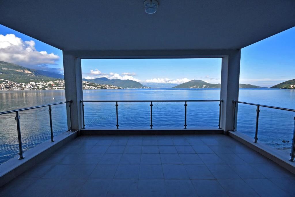 Sea view from a terrace at Hotel Vienna in Igalo, Montenegro